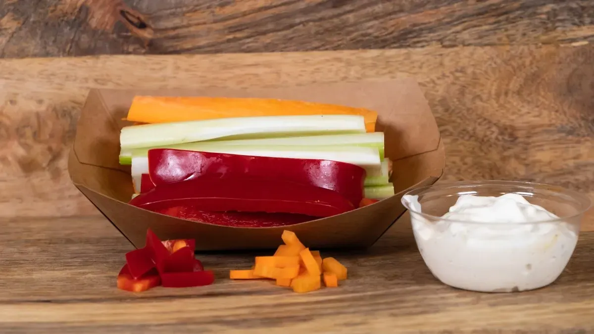 Fresh vegetables with blue cheese sauce