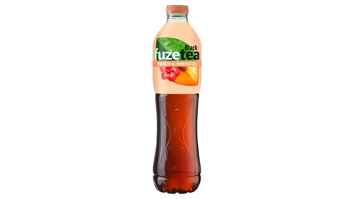 FUZETEA szénsavmentes őszibarack- és hibiszkuszízű üdítőital, cukorral és édesítőszerrel 1,5 l