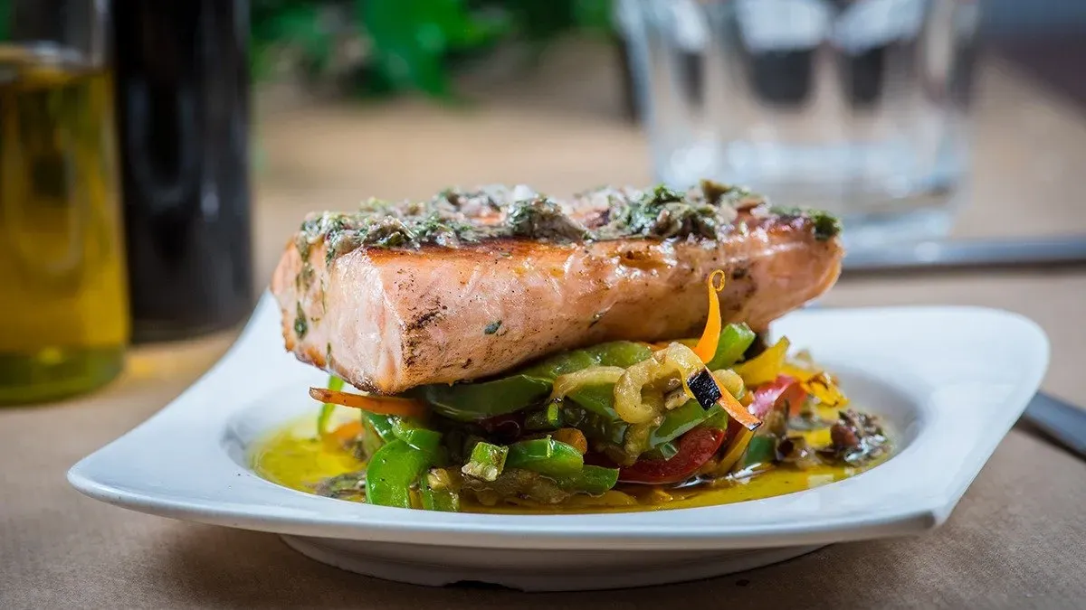 Salmon con venduras