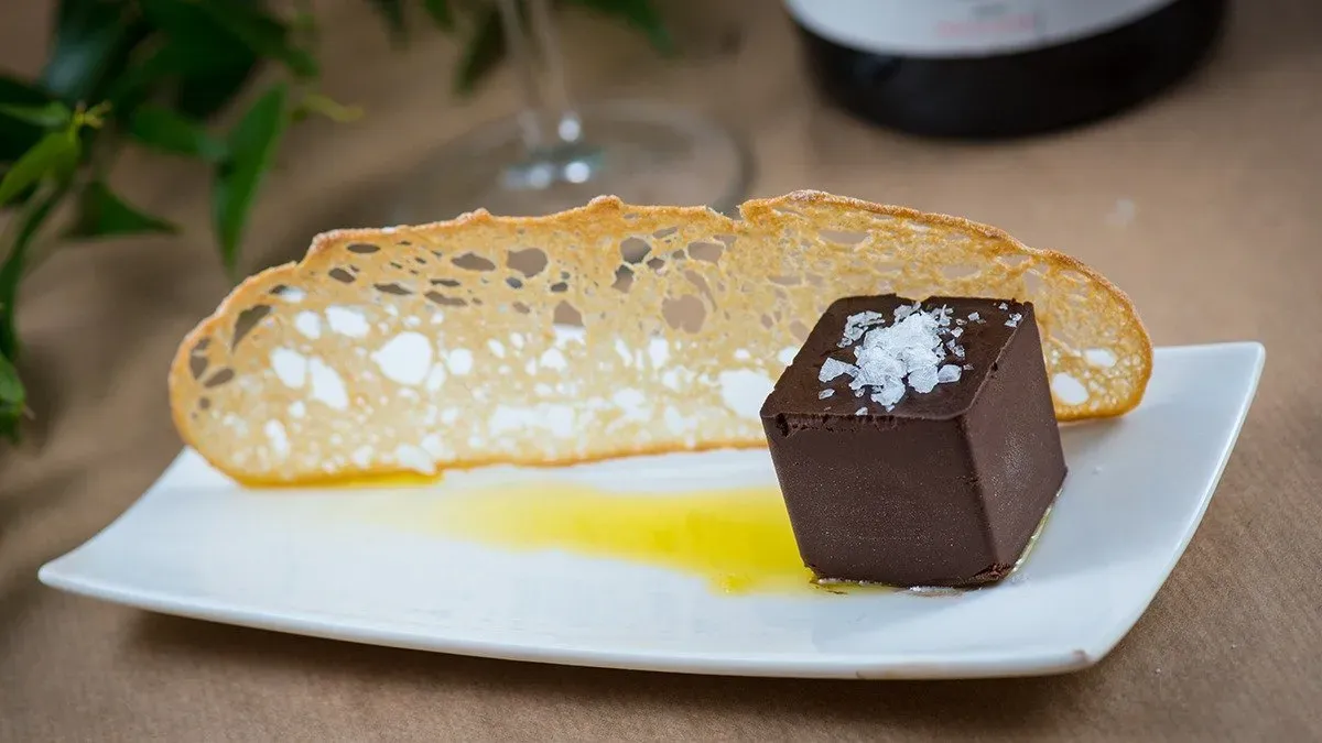 Chocolate con aceite, pan y sal maldon