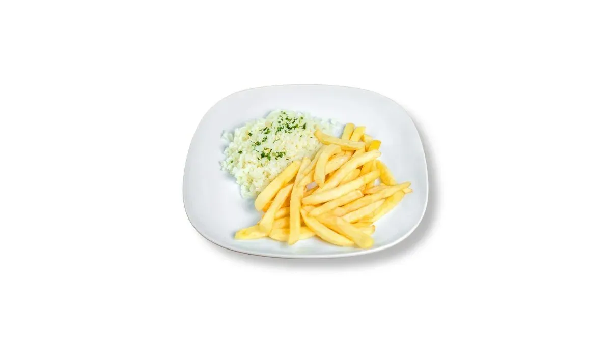 Vegyes köret (rizs, hasábburgonya)
