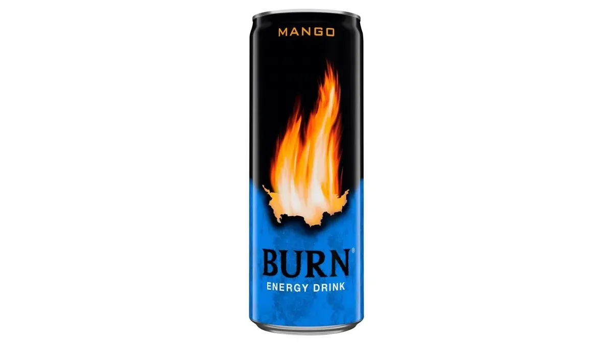 Burn szénsavas mangó ízű energiaital koffeinnel 250 ml