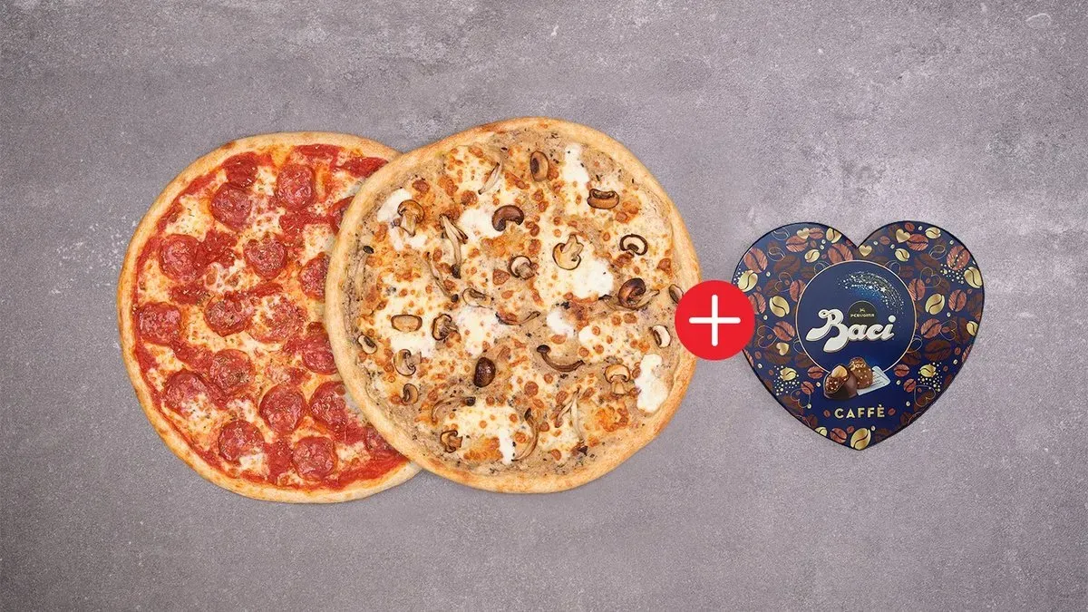 Két pizza akciós Baci Perugina csokoládéval