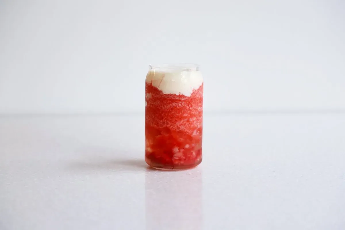 Cheese strawberry frappe