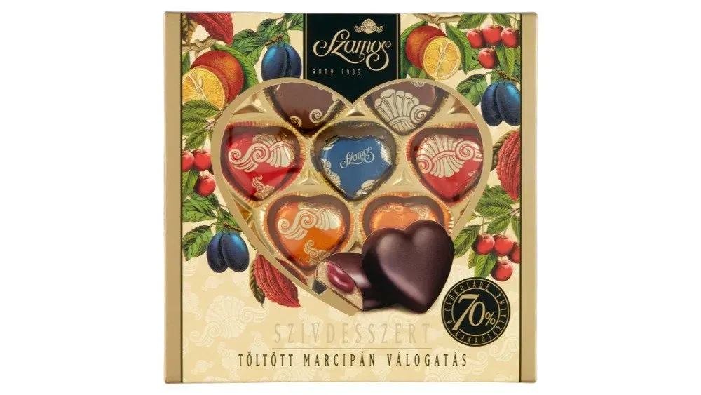 Töltött marc. szívdessz válogatás díszdoboz 130g