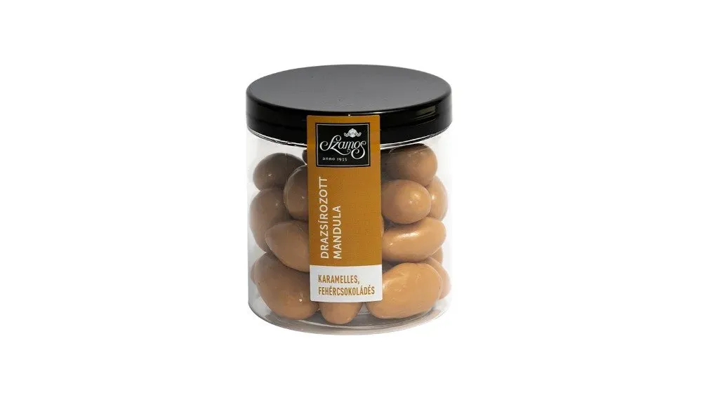 Drazsírozott mandula karamell-fehércsokoládé 130g