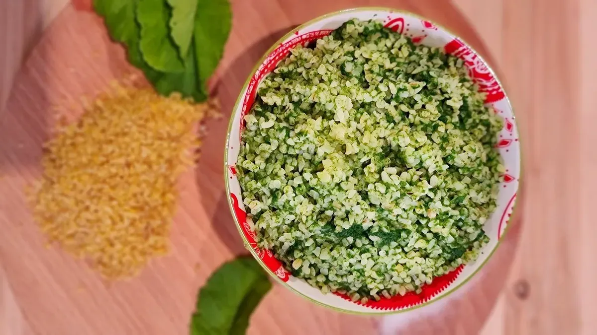 Spenótos, bulgur