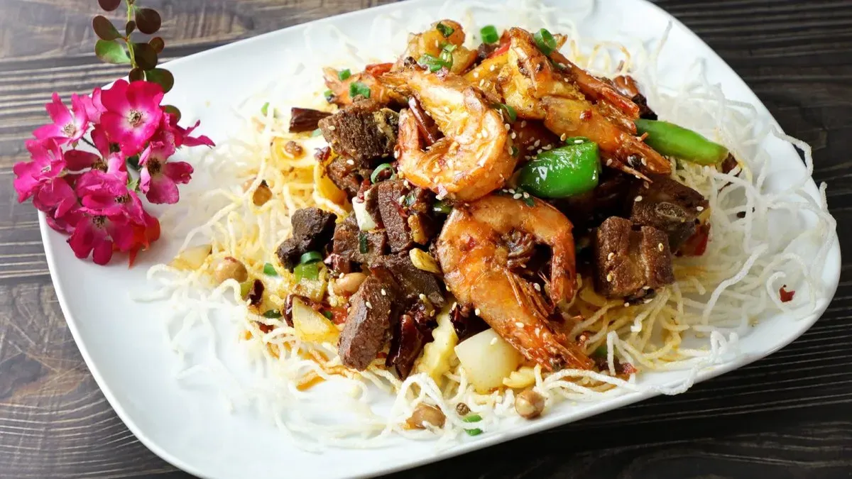 405.Száraz Sertés oldalas garnélarákkal/Pork ribs with shrimp