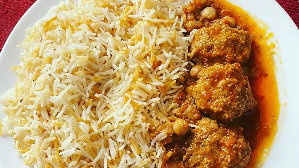 Kabul Rice with lamb meatballs