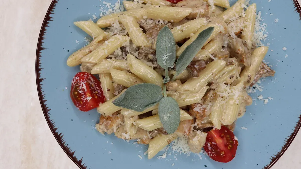 Erdei gombás csirkés spagetti