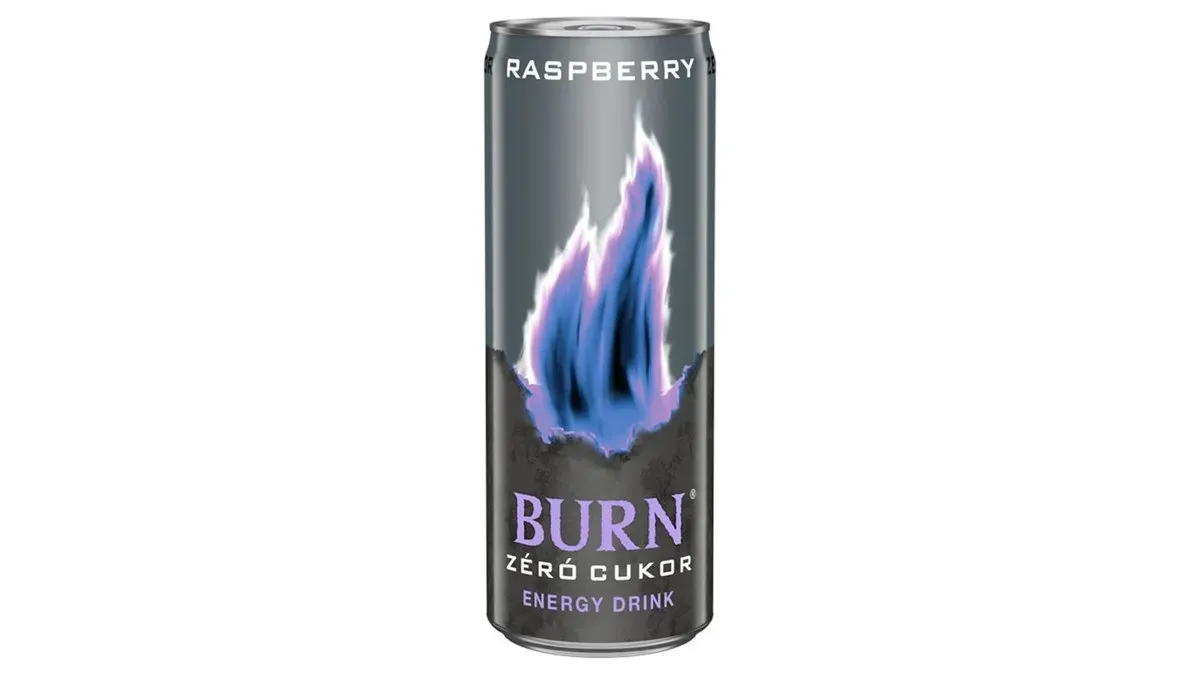 Burn Raspberry zéró cukor szénsavas málna ízű ital koffeinnel, inozitollal, B-vitaminokkal 250 ml