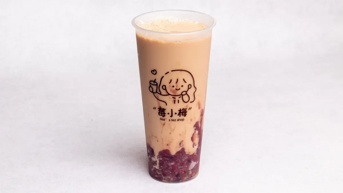 Purple sticky rice with bubble tea