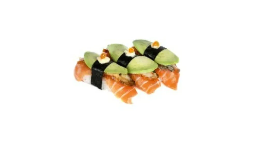 Nigiri z łososiem, węgorzem i awokado