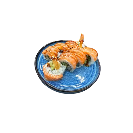 Krewetka tempura w łososiu 8 szt.