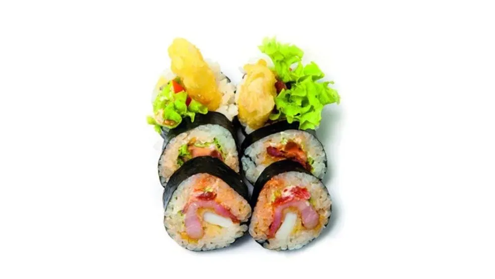 Futomaki z kalmarem w tempurze i bekonem