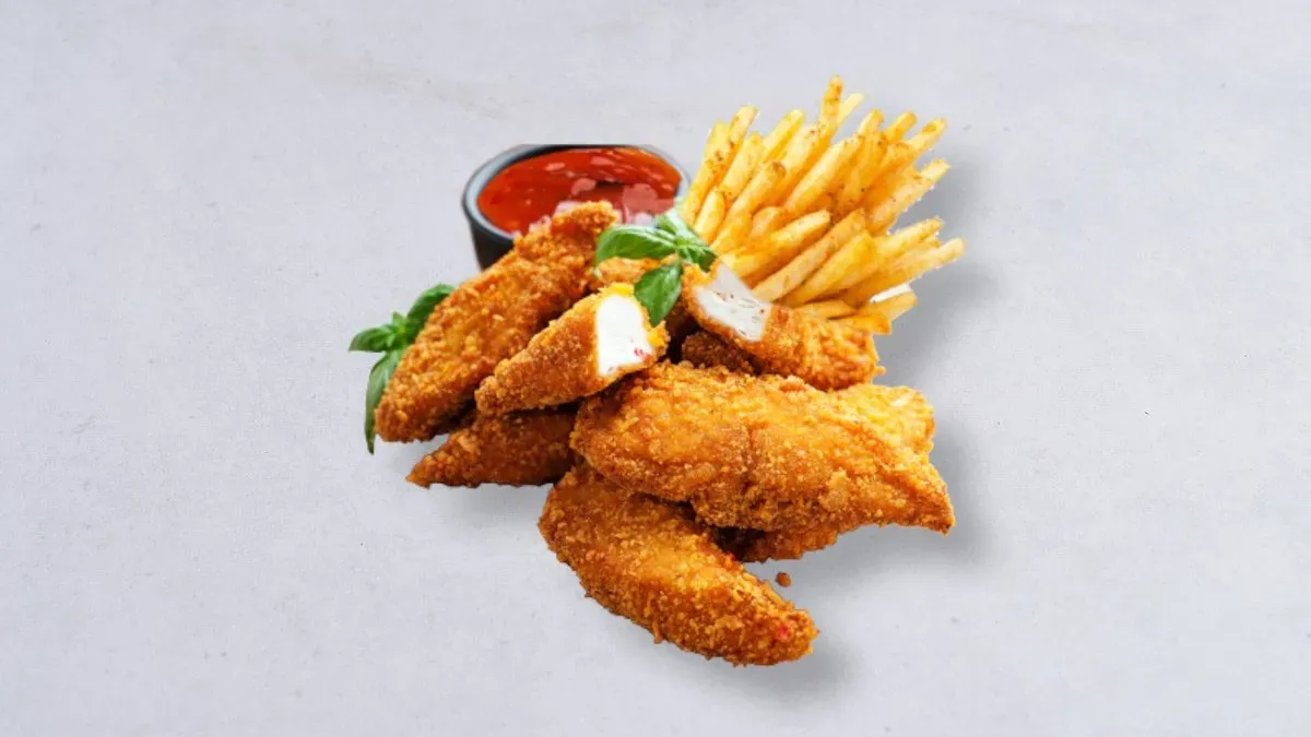 Chicken strips z frytkami i słodkim sosem chilli