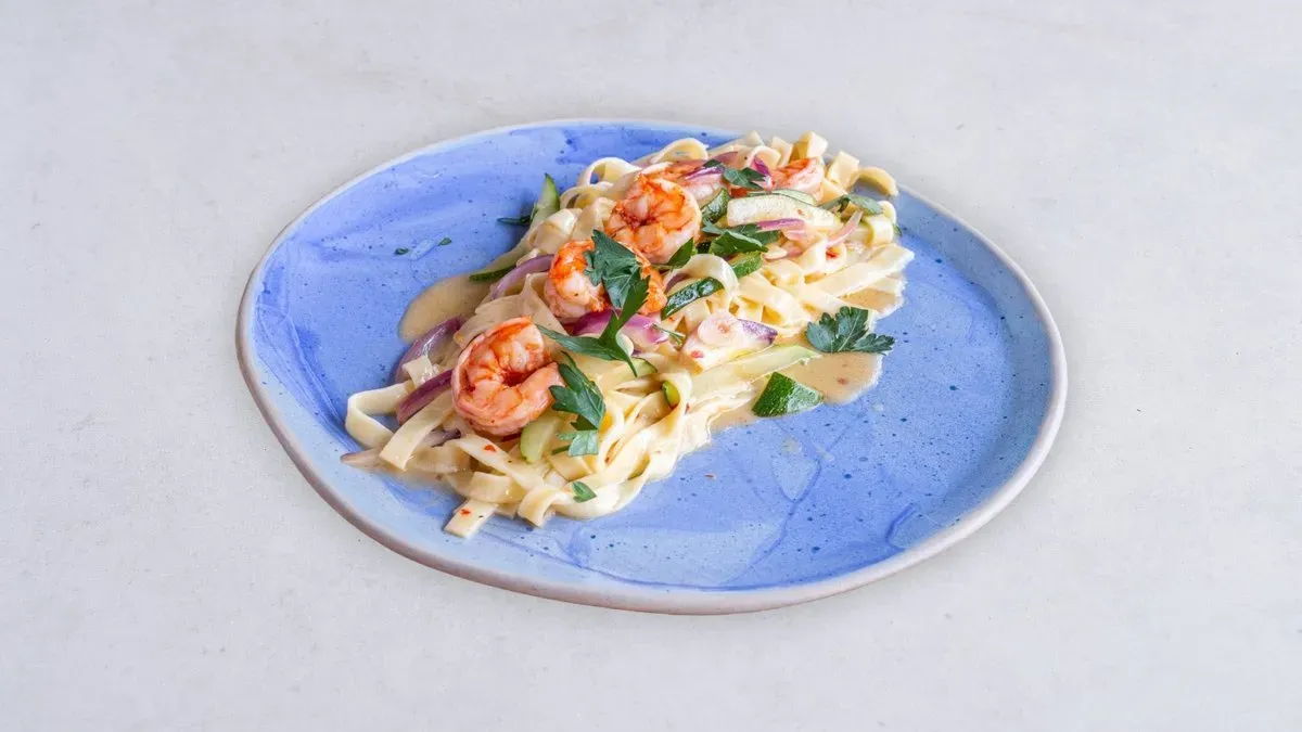 Tagliatelle z krewetkami